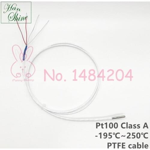 Low Temperature Sensor Pt100 RTD -195 to + 250 Degree Celsius 3mm * 20mm 4 Wire PTFE Cable 1 Meter Cryogenic Resistance Sensor