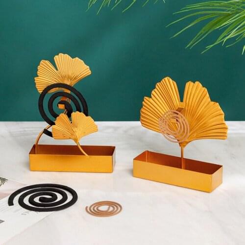 1PC Ginkgo Leaf Mosquito Coil Holder Innovative Home Incense Sandalwood Mosquito Repellent Coil Holder Home Tabletop Decor