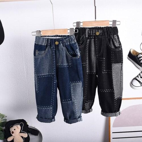 Kids Boys Jeans 2-7T Brand Kids Fashion Trousers Pants Spring&Autumn Soft Children Baby Elastic Waist Cotton Denim Jeans