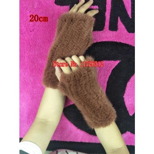 Women 2019 paragraph ms. real mink fur half finger gloves cuff knit winter female gloves