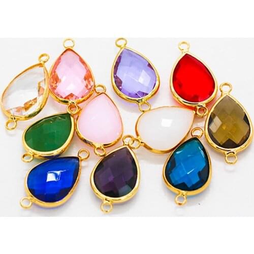 12p10x14mm 13x18mm Teardrop rhinestones Framed glass pendant necklace connectors earrings findings 2-loop Jewellery Dangle Beads