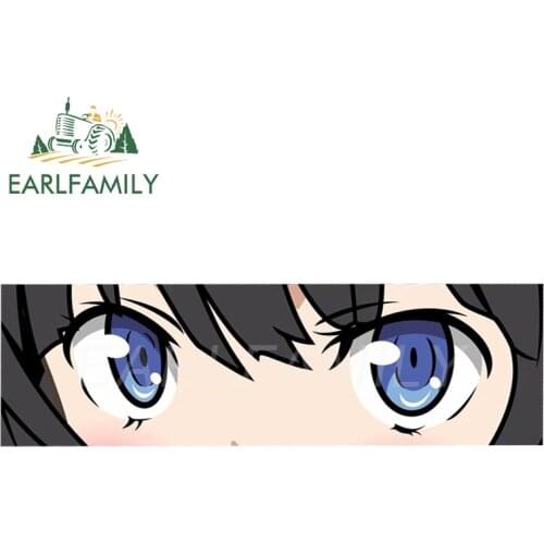 EARLFAMILY 15cm x 4.5cm Hestia Eye Slap Car Sticker Vinyl Cartoon Anime Girl Eyes Automobile Decor Accessories Motorcycle Decals