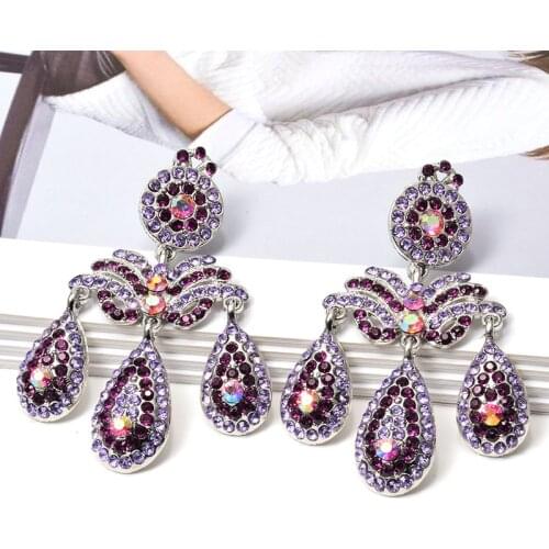Elegant Korean Water Drop Dangle Earrings For Women Fashion Wedding Jewelry Crystal Ladys Statement Accessories