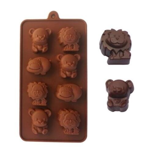 DIY 6 Slots Animal Shape Lion/Frog/Monkey Shape Lollipop Mold Cake Decorating Tools Ice,Jelly,Bread and Chocolate Mould Baking