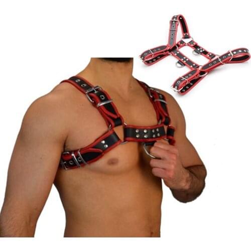 Hot PU Leather Mens Chest Harness Straps Man Sexy Lingerie Punk Club Costume Adjustable Body Bondage Belts BDSM Erotic Sex Toys