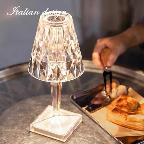 Italy Kartell small night light bedroom bedside USB charging portable wireless crystal diamond table lamp room decoration light