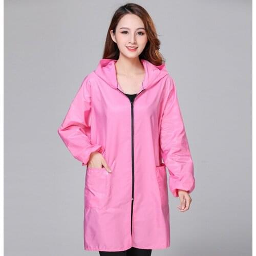 Korean Style Smocks Adult Unisex Solid Color Long Sleeve Overalls Waterproof Oil-Proof Kitchen Apron Zipper Spring And Autumn