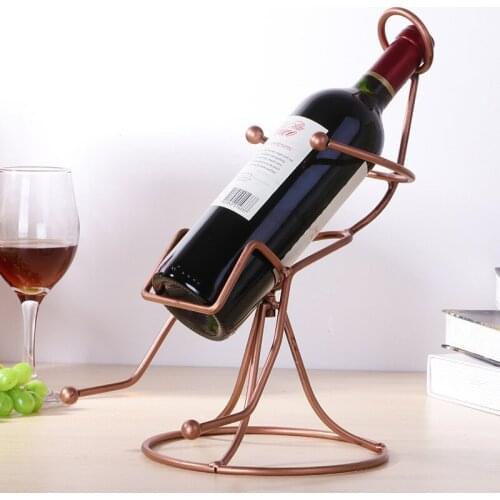 Fashion 3D Cartoon Man Red Wine Rack Wrought Iron Nordic Style Wine Bottle Glass Holder Home Ornaments Bar Accessories