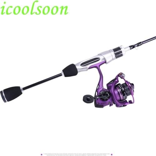 Icoolsoon rod + reel suit /1.68m high carbon cast rod bait weight 2-10g spinning fishing reels gear