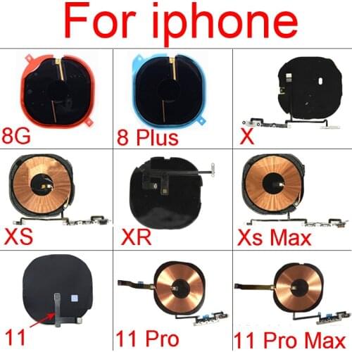 NFC ChipFor iphone 8 8 Plus X Xs Max XR 11 Pro Max Wireless Charging Charger Panel Coil Sticker With Volume Button Flex Cable