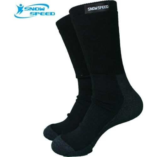 1 Pair Outdoor Sports 70%Merino Wool Thick Ski Socks Mens Socks Black Color