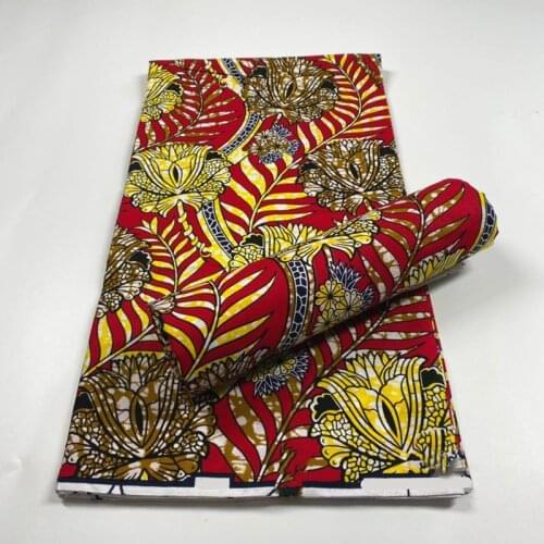 Newest Design 100% Cotton Real African Wax Prints Fabric High Quality 6 yards Nigeria Tissu Wax Women Loincloth for Dress X803-1