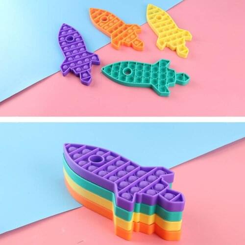 New Push Bubble Cartoon Rocket Sensory Fidget Toys for Autism Stress Relievers Fidget Anxiety Relief Funny Toys for Kids
