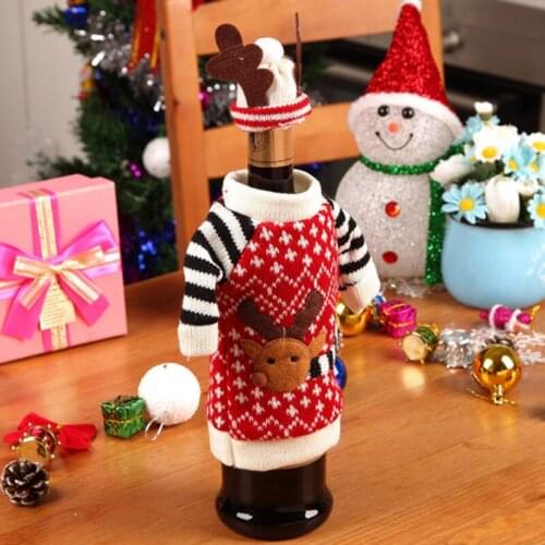 New Christmas Deer Elk Style Red Wine Champagne Bottle Covers Bag For New Year Christmas Decorations Ornament for Home party