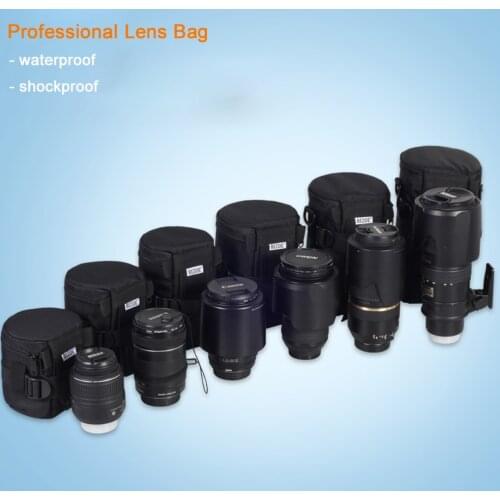 Professional Thicker Waterproof Camera Lens Padded Bag Case Pouch Protector Waist Belt Holder for Canon Nikon Tamron Sony Lens