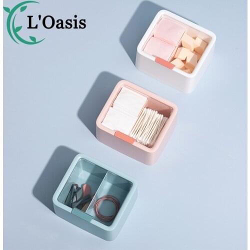 Transparent cover double compartment cotton swab cosmetic cotton storage box accessories storage caset Container Organizer