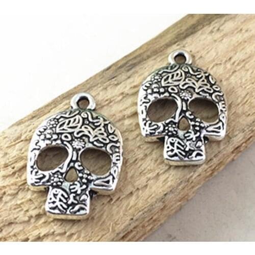 20pcs Steampunk Skull DIY Couples Pendant Necklace Keychain Earrings Accessories Charms Findings Jewelry Making Supplies Crafts
