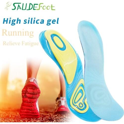 Silicon Gel Insoles Foot Care for Plantar Fasciitis Sneaker Shoes Running Sport Increase Memory Foam Shoes Gel Saudefoot Insoles