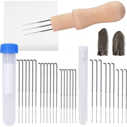 RORGETO Needle Felting Starter Kit with Different Size Felting Needles High-density Needle Felting Foam Pad and Finger Protector