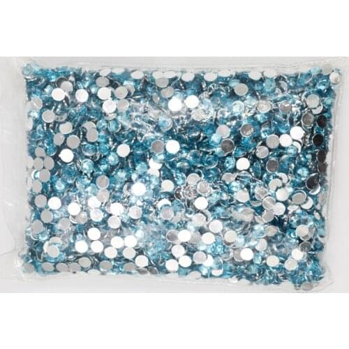 Light Aquamarine Color 1.5~12mm Flat Back Round Acrylic Rhinestones Beads,3D Acrylic Nail Art / Garment Decoration