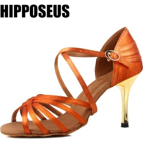 Hipposeus Girls Latin Dance Shoes for Woman Ladies Ballroom Modern Tango Dancing Shoes High Heels Practise Performance Shoes