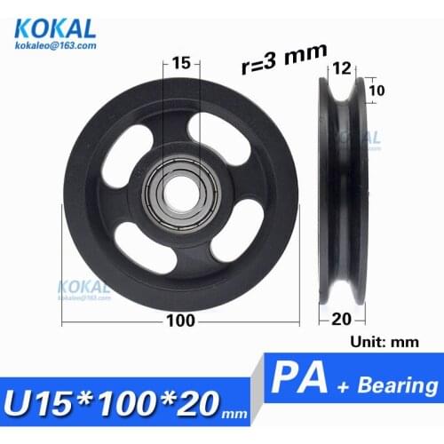 [U15100-20] 5PCS/lot Fitness Equipment fitting 6202 6202zz ball bearing coated with Nylon PA plastic low noise wheel 15*100mm