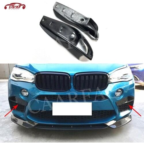 2 PCS/Set Dry Carbon Fiber Front Foglight Eyelids Air Vent Trim Grill Frame Covers For BMW X5M F85 X6M F86 2015 -2019