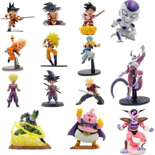 Japanese Anime Dragon Ball Saiyan Goku Frieza Rukhlin Little Buu Sun Gohan Anime Action Hot Sale Collection Doll Model Toys