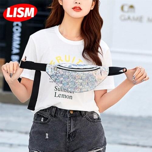 Womens Travel Handbag Multicolored Sequins Waist Bag Girl Colorful Slim Shiny Shoulder Fanny Pack Hip Bag Waterproof Belt Pouch