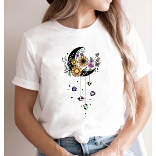 Women Lady Graphic Floral Flower Fall Autumn T Shirt Tee Short Sleeve Fashion Cartoon Top Clothing Female T-shirt Clothing