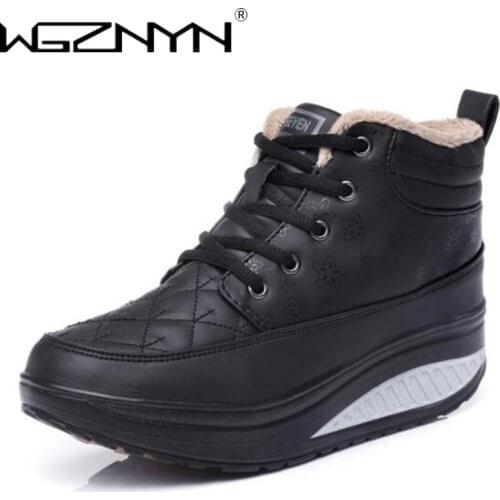 Women Boots Winter Laceup Sneakers Thicksoled Leisure Travel Boots Solid Color Round Head Slip Womens Snow Boots Increase Within