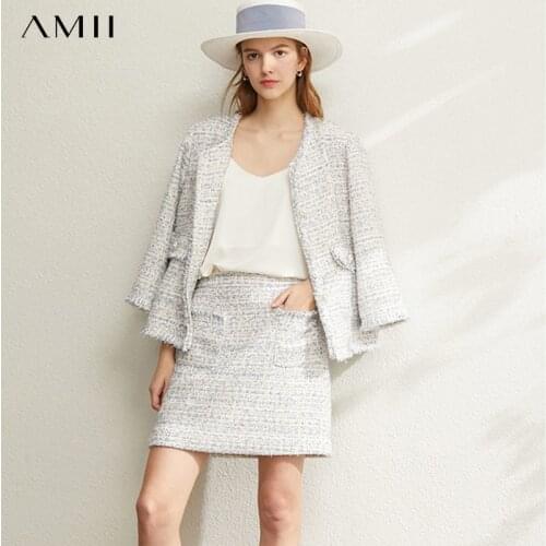 Amii Office Lady Elegant Two Piece Set Spring Women Sweet Jacket High Waist Mini Skirt Female Suits 12040108