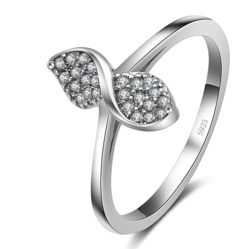 Cheap Sale 925 Sterling Silver Simple Infinity Love Finger Rings for Women Clear Cubic Zircon Inlay Paved Fashion Style Jewelry