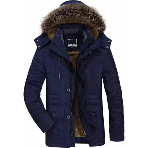Winter Men Jacket Warm Thick Casual Mens Fur Collar Windproof Parkas Velvet Coat Hooded Outwear Jackets Brand Clothing L-6XL