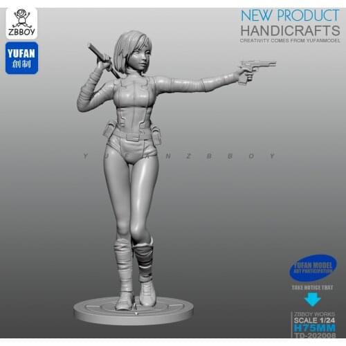 1/24 Resin Kits assassin girl resin Soldier self-assembled 75MM TD-202008