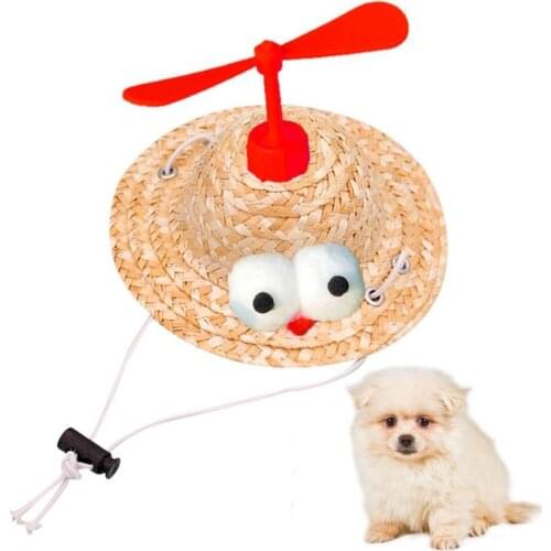 1PC Fashion Cat Straw Hat Adjustable Handcrafted Dog Summer Cap Kitten Sun Cap Woven Sombrero Puppy Beach Hat Pet Accessories