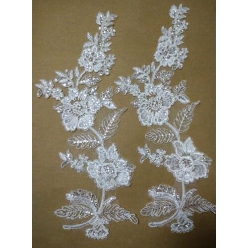 10 Pieces Floral Sequined Lace Applique Mirror Glitter Hair Accessory Wedding Dress Fabric Wedding Bridal Veil