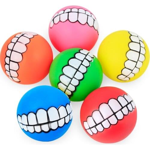 2.95inch Funny Pets Dog Puppy Cat Ball Teeth Toy PVC Chew Sound Fetching Squeak Toys Pet Supplies