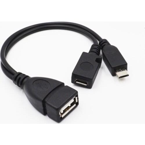 2 In 1 OTG Micro USB Host Power Y Splitter USB Adapter to Micro 5 Pin Male Female Cable Host OTG Adapter Cable