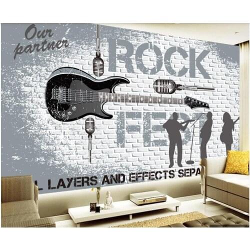 3d wallpaper custom photo mural Rock music English alphabet retro brick wall home decor living room wallpaper for walls 3 d