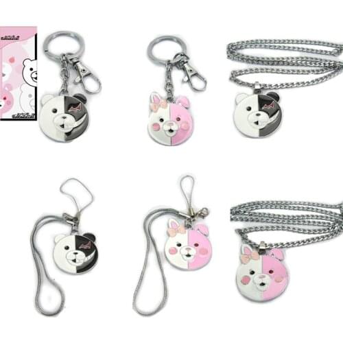 Anime Danganronpa Keychain Kawaii Accessories Monokuma Monomi Cosplay Collection Necklace Cute Trinket Gifts Girls