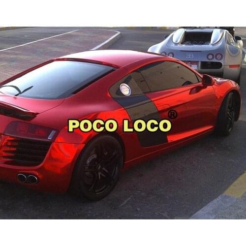 Car Flat Glossy Mirror Chrome Vinyl Wrap Sticker Sheet Film Red HD Car Body Decal, Bumper Sticker, Eyelashes, Fuel, Hood Decal