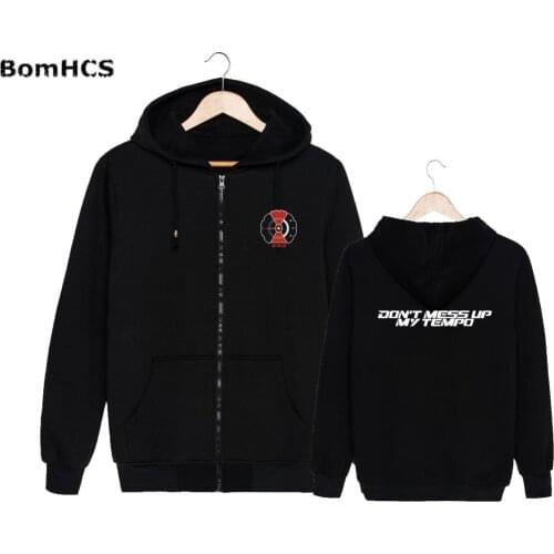 BomHCS Kpop EXO DON'T MESS UP MY TEMPOCotton Zipper Hoodies Fashion Zipper Coat Sports Coat Outwear (Black)