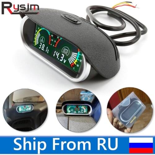 Universal 2 in 1 Car Gauges Digital Voltage Gauge Voltmeter + Water Temperature Gauge with 1/8 NPT Temp Sensor fit for 9-36V Car
