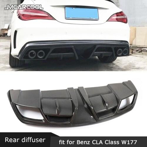 Carbon Fiber Rear Diffuser FRP Bumper Cover For Mercedes CLA Class Benz W117 CLA45 2013-2018 P Style Lip Guard Plate Spoiler