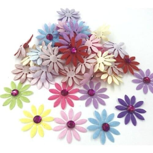 DIY 200pcs Mix color Rhinestone Felt Appliques Crafts Flowers Decorative Scrapbooking Crafts 33mm