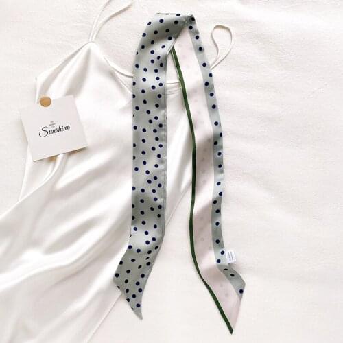 Long Headband Skinny Hair Scarf For Women Silk Bag Scarfs For Ladies Fashion Dot Print Neck Scarves Wrist Ribbon 130*7cm Spring