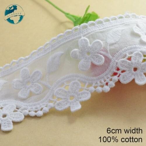 3yards 6cm Cotton embroid lace sewing ribbon guipure lace african lace fabric trim warp knitting DIY Garment Accessories#2623