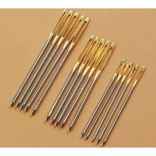 5/15pcs Gold Big Eye Hand Sewing Needles Embroidery Needles Cross-stitch Sewing Pins Sewing Accessories DIY Craft Stitching Tool