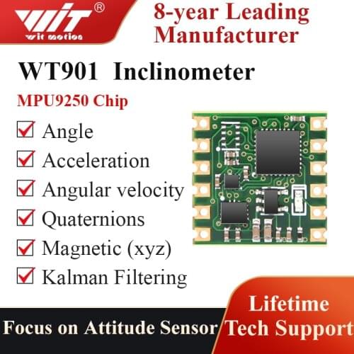 WitMotion WT901 9-Axis Inclinometer High-Accuracy Acc+Gyro+Angle (XY 0.05° Accuracy)+Electronic Compass with Kalman Filtering